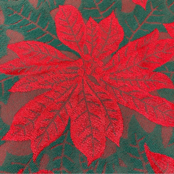 VINTAGE POINSETTIA SET ROUND TABLECLOTH W/ SQUARE NAPKINS HOLIDAY - Picture 4 of 4